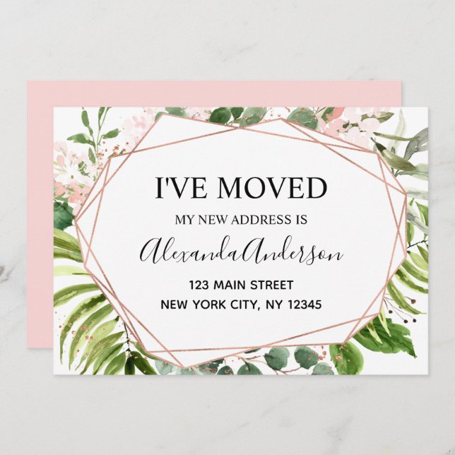 Déménagement Faire-part Eucalyptus verdure (Devant / Derrière)