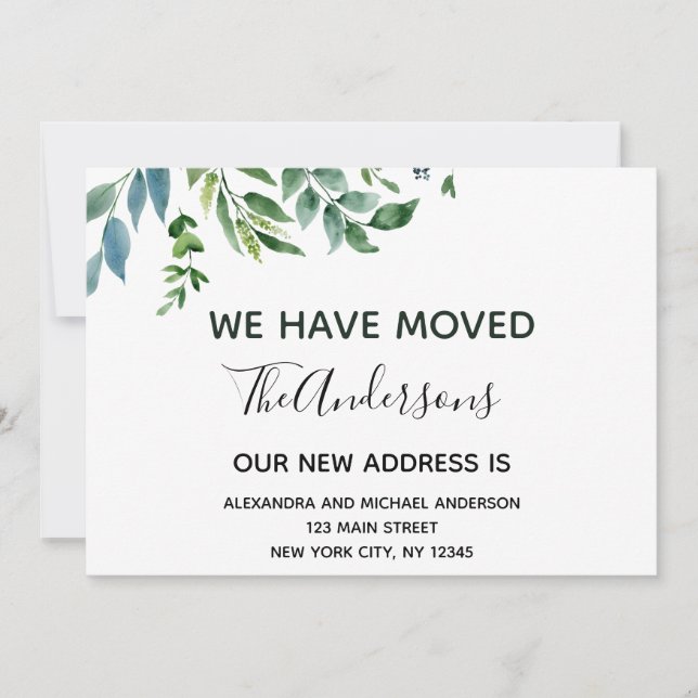 Déménager Faire-part Printemps vert (Devant)