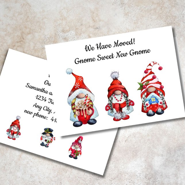 Déménager Nouveau Gnome Sweet Gnome Faire-part (Cute Gnome Moving Announcement Card Gnome Sweet New Gnome)