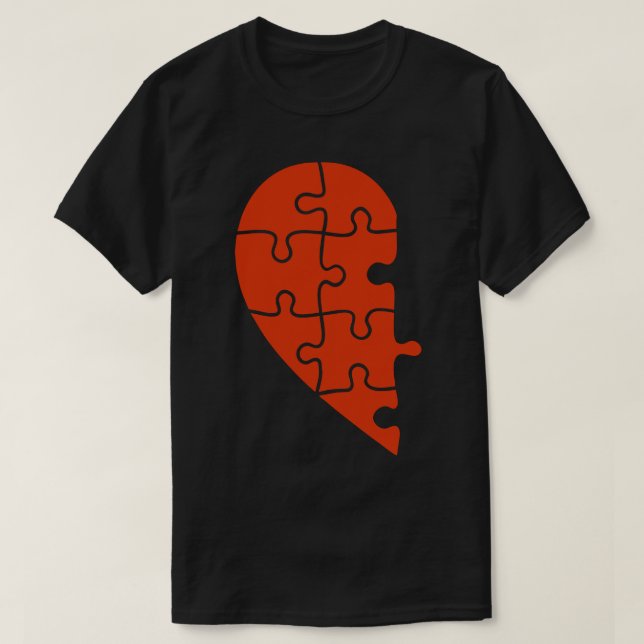 Demi-coeur Puzzle Couples T-shirt Saint Valentin (Design devant)