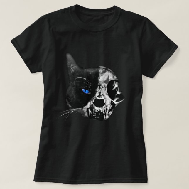 Demi-Crâne, Demi-Chat Le T-shirt Horreur Ultime (Design devant)