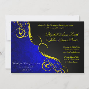 Demi-Damask Faire-part de mariage bleu/noir