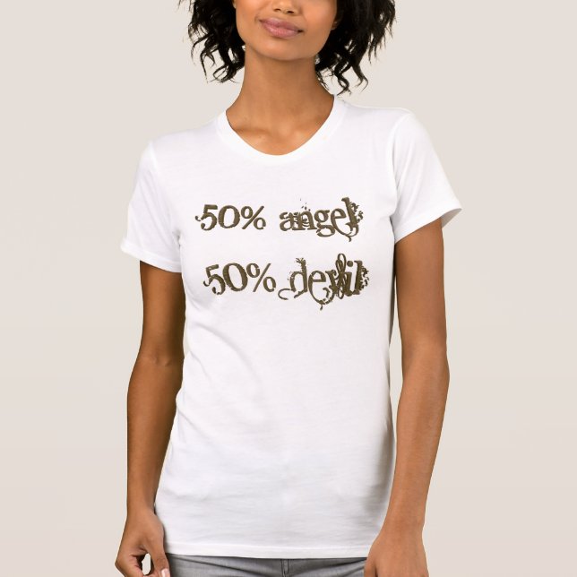 Demi de T-shirt de diable de demi d'ange (Devant)