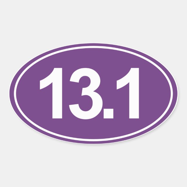 Demi-Marathon 13,1 Miles Sticker Oval (Violet) (Devant)
