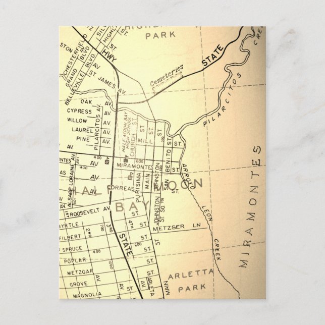 Demi-Moon Bay, CA Carte Vintage (Devant)