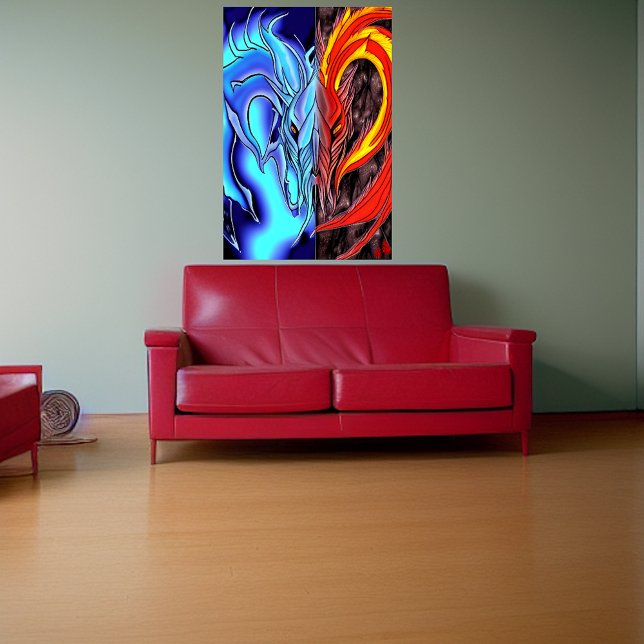 Démon d'eau et de feu | AI Art Poster (Créateur téléchargé)