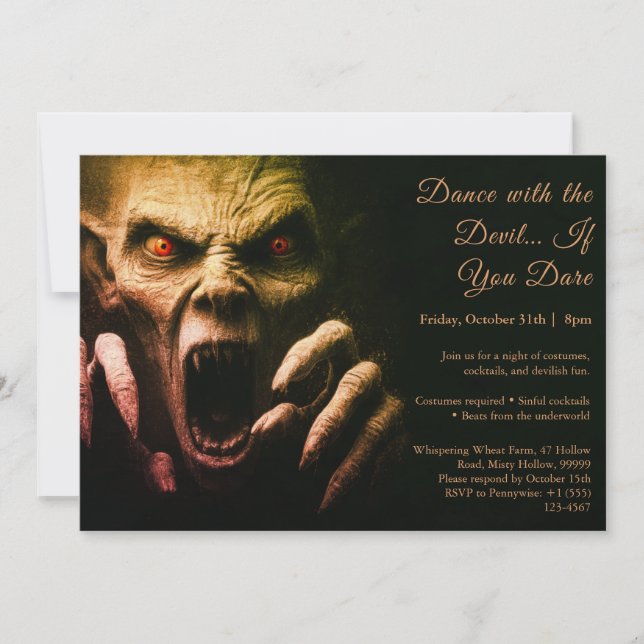 Demon Night Halloween Costume Fête Invitation (Devant)