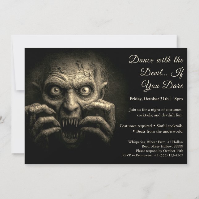 Demon Night Halloween Costume Fête Invitation (Devant)