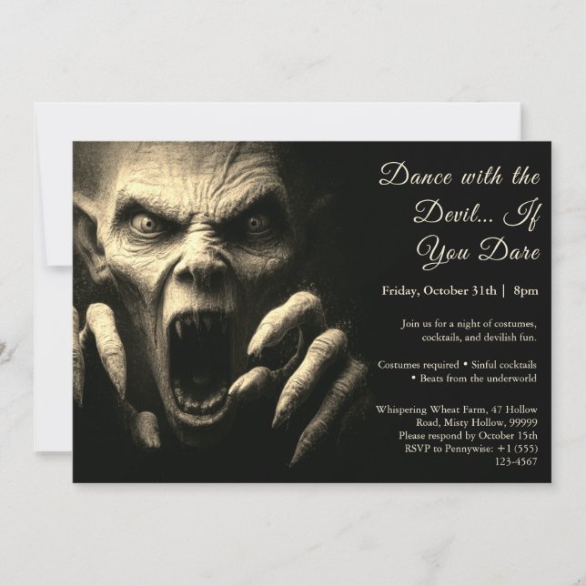Demon Night Halloween Costume Fête Invitation (Devant)