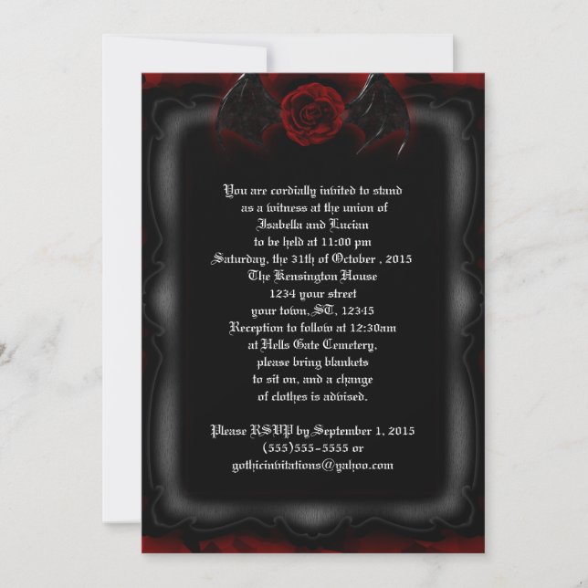 Demon Rose encadré Goth Wedding Invitations (Devant)