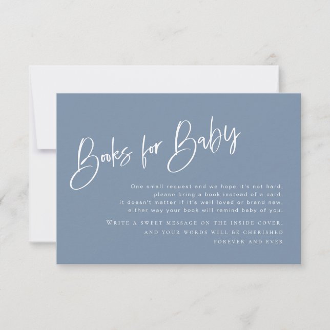 Denim Blue Boy Baby shower Books for Baby Card (Devant)