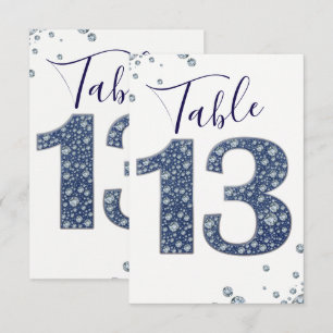 Denim & Diamonds Bling Étincelle Numéro de Table 1