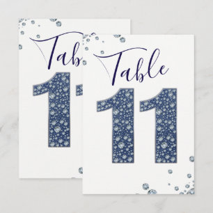 Denim & Diamonds Bling Étincelle Numéro de Table 1