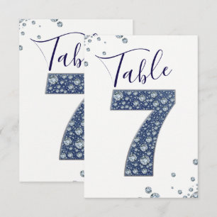 Denim Diamonds Bling Étincelle Numéro de Table 7 S