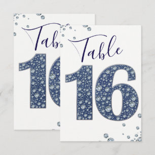 Denim & Diamonds Bling Sparkle Numéro de Table 16