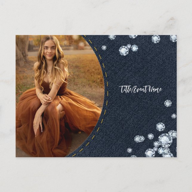 Denim & Diamonds Photo Carte postale Invitation de (Devant)