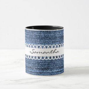 Denim et ruban Conception de café Mug