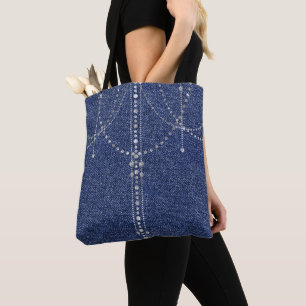 Denim et sac fourre-tout de diamants