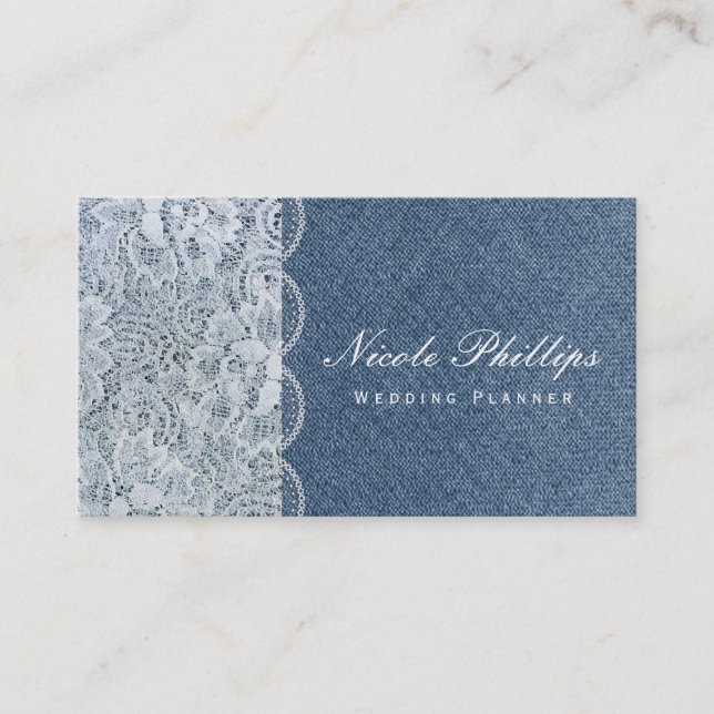 Denim & Lace Chic Elegant Classy Carte de visite (Devant)