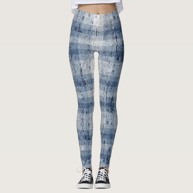 Denim Look Cracker Plaid Leggings (Devant)