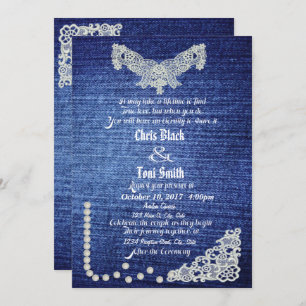 Denim, Pearls & Lace Wedding Invitation