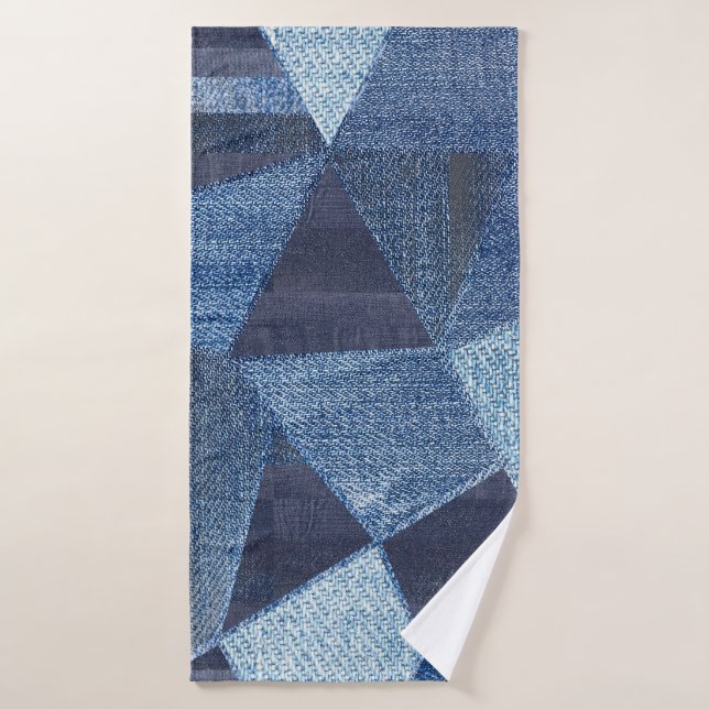Denim Urban : Patchwork à rayures détendues. (Serviette de bain)