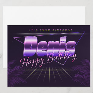 Denis prénom nom carte rétro lilas anniversaire