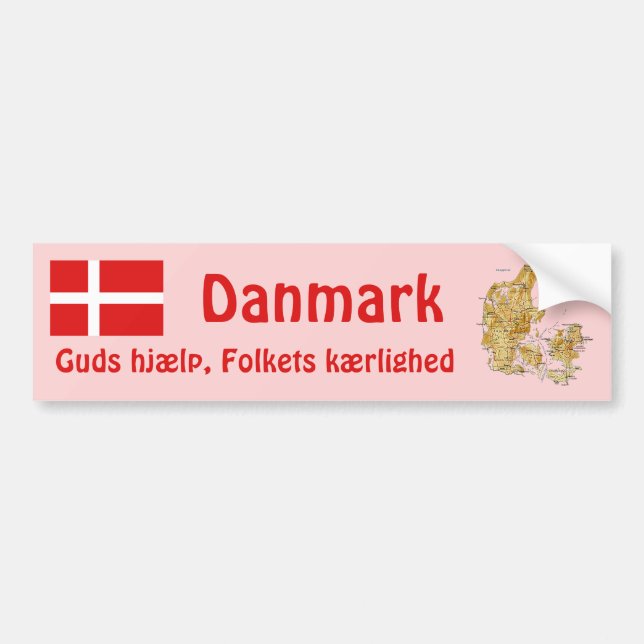 Denmark Flag + Map Bumper Sticker (Devant)