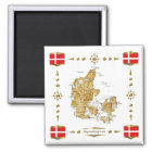 Denmark Map + Flags Aimant