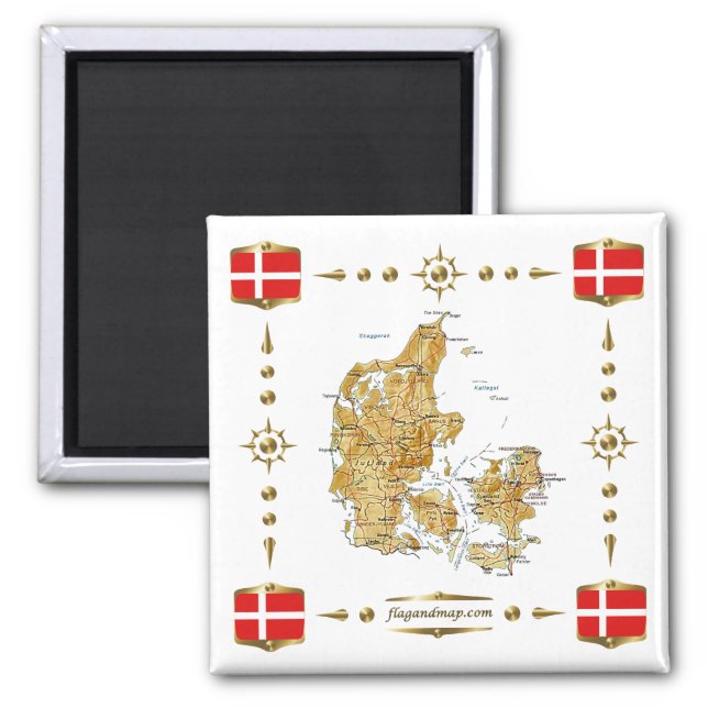 Denmark Map + Flags Aimant (Devant)