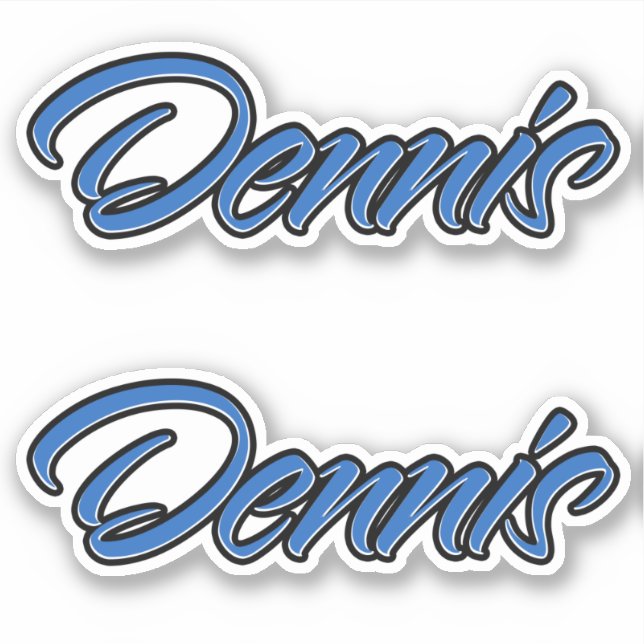 Dennis Nom autocollant Stickerset bleu (Devant)