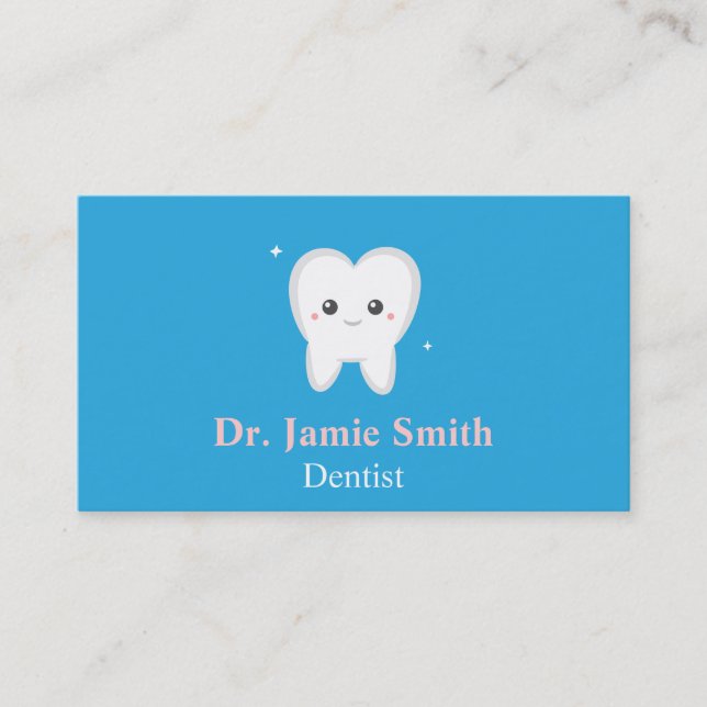 Dent, Bleu et Blanc, Cartes de Visite pour Dentist (Devant)
