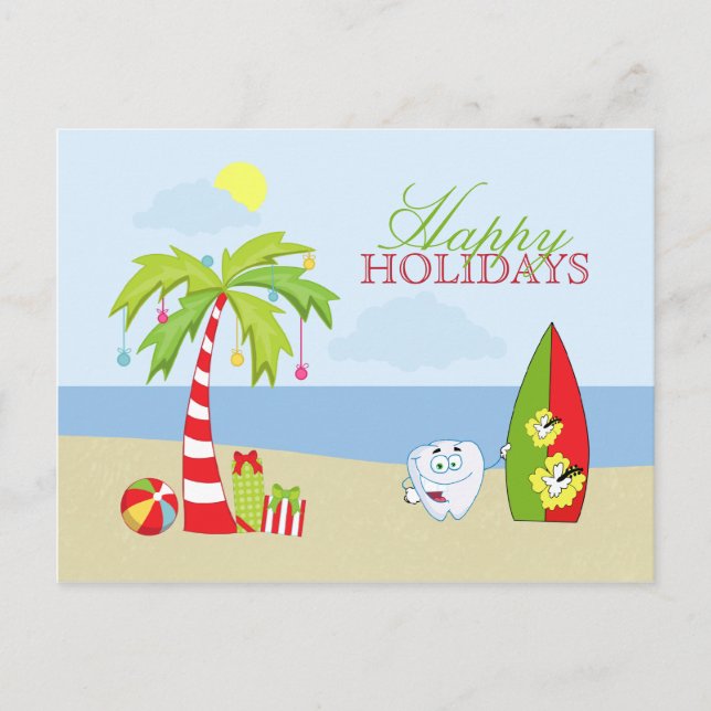 Dent dentiste de plage Joyeux Noël Carte (Devant)