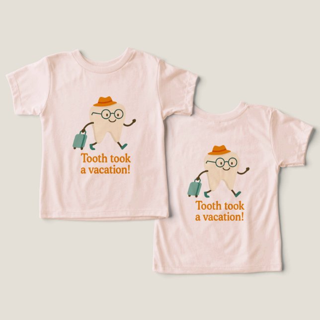 Dent en Vacances T-Shirt pour Tout-Petits | Drôle  (Design Recto & Verso)
