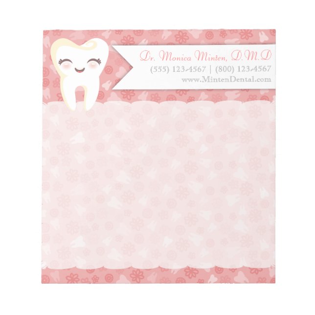 Dent mignonne - Bloc-notes personnalisé rose (Devant)