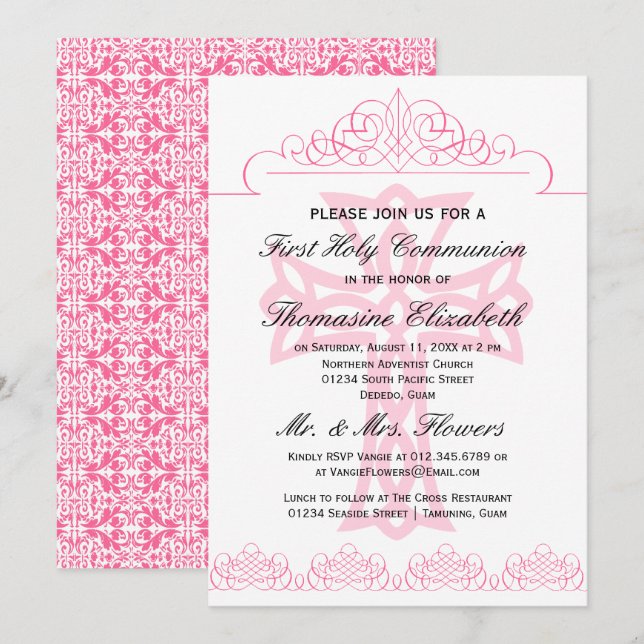 Dentelez les invitations croisées de la première (Devant / Derrière)