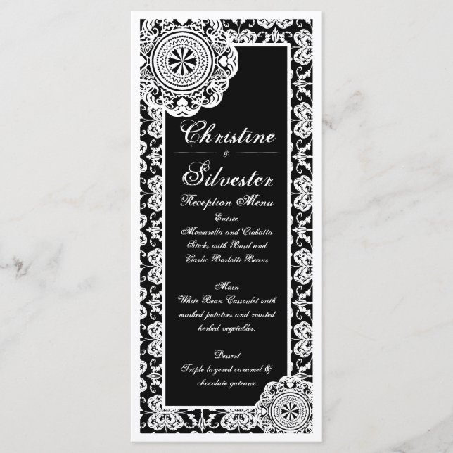 Dentelle blanche arabesque, menu et programme (Devant)
