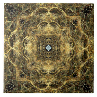 Dentelle blanche d'or de diamant sur le carreau de