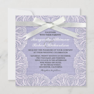 Dentelle blanche et invitation à un mariage de bur