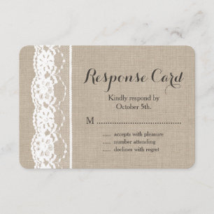 Dentelle blanche sur Burlap RSVP 2