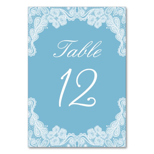 Dentelle blanche sur numéro de table bleu pastel (Par défaut)