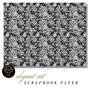 Dentelle blanche sur papier scrapbooking noir