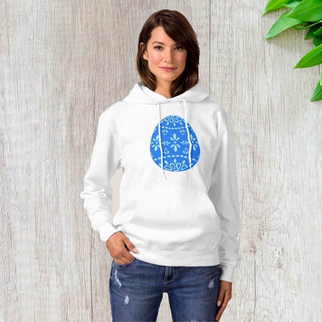 Dentelle Bleue OEuf de Pâques Femmes Sweat - shirt (Créateur téléchargé)