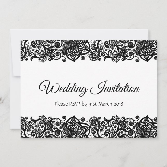 Dentelle coutume Mariage Invitation double face (Devant)