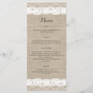 Dentelle dans le blanc sur le menu de toile de