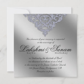 Dentelle d'argent du Invitation de Mariage damassé