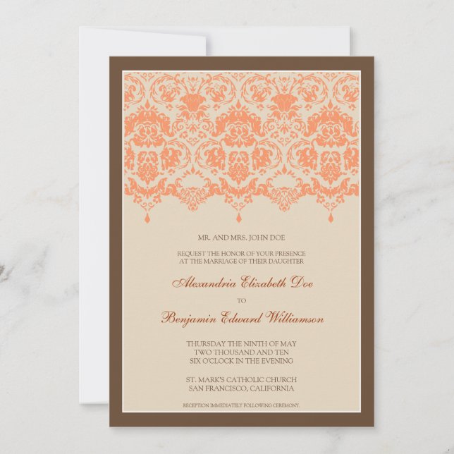 Dentelle Darling Damask 5x7 Faire-part de mariage  (Devant)