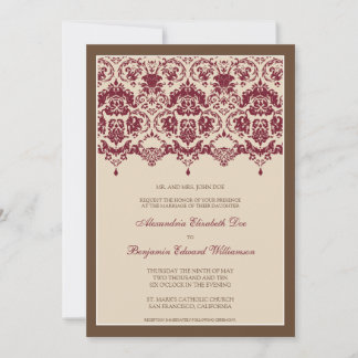 Dentelle Darling Damask 5x7 Faire-part de mariage