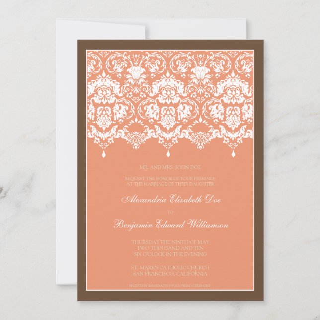 Dentelle Darling Damask 5x7 Faire-part de mariage  (Devant)