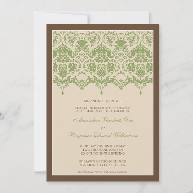 Dentelle Darling Damask 5x7 Faire-part de mariage  (Devant)